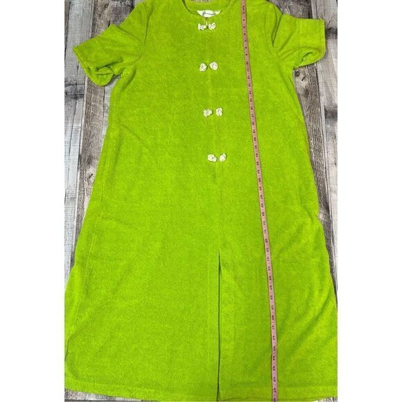 Rare Vintage 60s Mid Century Lime Green Glam Terry Bath House Robe | Large - Picture 7 of 9